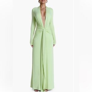 56. Naked Wardrobe $129 Plunge Neck Long Sleeve Stretch Jersey Maxi Dress